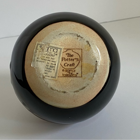 Vintage Vase The Potter’s Craft Sigma Tastesetter Japan drip glass brown 4.5” - Picture 8 of 16